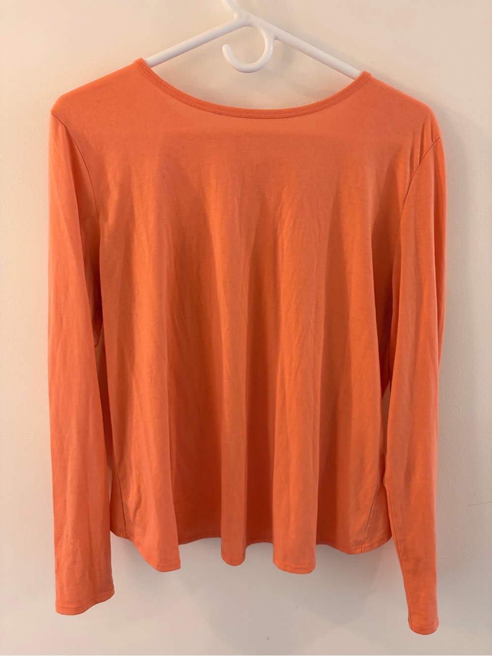Women’s Long Sleeve Scoop Neck Top - beautiful salmon colour
